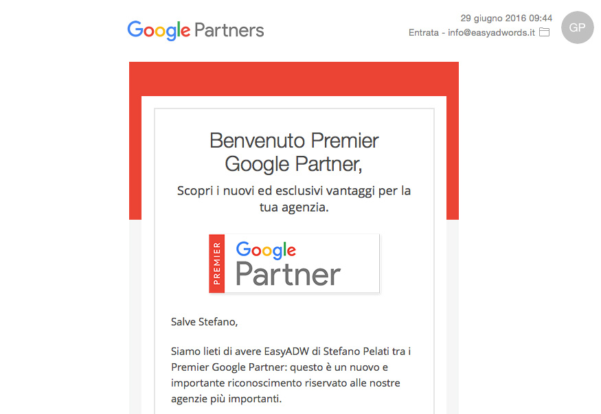 Certificazione Premier Google Partner